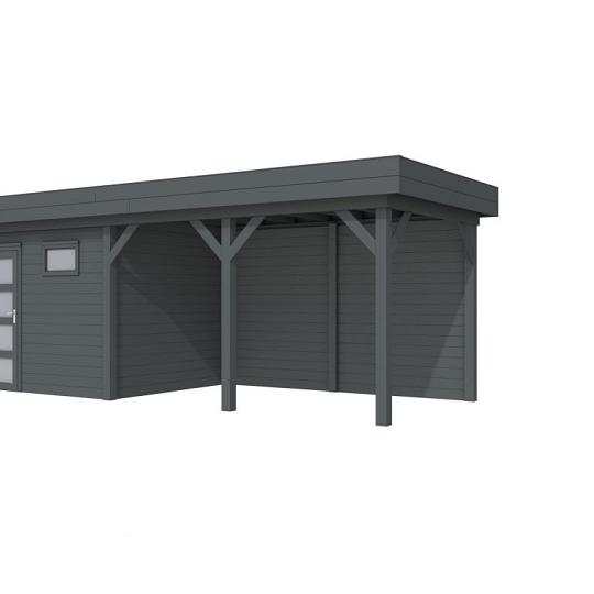 Vuren Topvision Bonte Kraai, 300 x 250 en luifel 400 cm, antraciet gespoten.