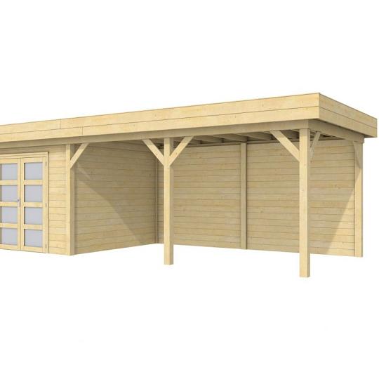 Vuren Topvision Bosuil, 300 x 300 en luifel 500 cm, kleurloos geïmpregneerd.