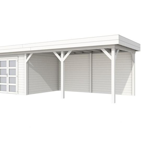 Vuren Topvision Bosuil, 300 x 300 en luifel 500 cm, wit gespoten.