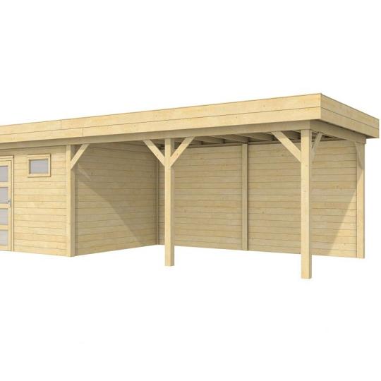 Vuren Topvision Tapuit, 300 x 300 en luifel 500 cm, kleurloos geïmpregneerd.