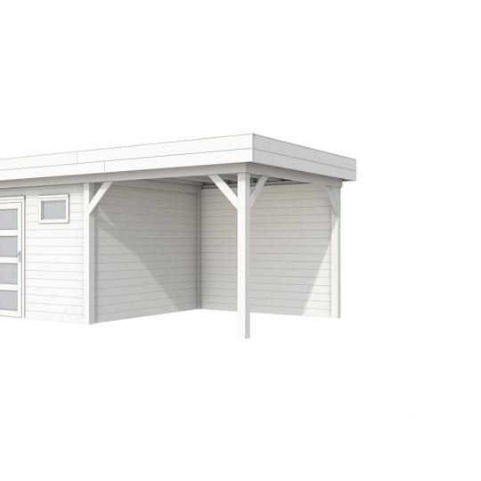 Vuren Topvision Kievit, 400 x 300 en luifel 300 cm, wit gespoten.