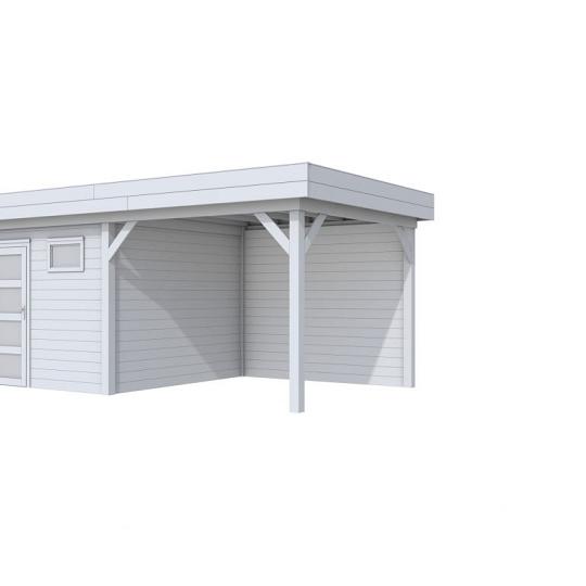 Vuren Topvision Kievit, 400 x 300 en luifel 300 cm, lichtgrijs gespoten.