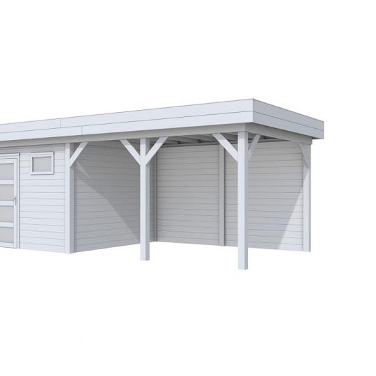 Vuren Topvision Kievit, 400 x 300 en luifel 400 cm, lichtgrijs gespoten.