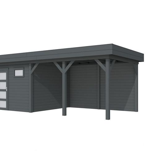 Vuren Topvision Kievit, 400 x 300 en luifel 400 cm, antraciet gespoten.