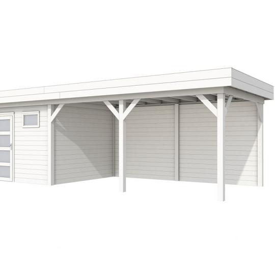 Vuren Topvision Kievit, 400 x 300 en luifel 500 cm, wit gespoten.