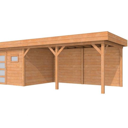 Douglas Topvision Raaf, 298 x 298 en luifel 500 cm, onbehandeld.