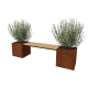 Cortenstaal Plantenbak met bankje 221x50x50 cm