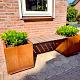 Cortenstaal plantenbak - Vierkant - 221,2 x 50 x 50 cm - Met bankje - Met bodemplaat