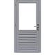 Hardhouten enkele 1-ruits deur Prestige met dubbelglas, linksdraaiend, 109 x 221 cm, grijs gegrond.