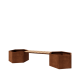 Cortenstaal plantenbak - Zeshoek - 294,4 x 99,3 x 50 cm - Met bankje - Zonder bodemplaat