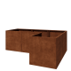 Cortenstaal plantenbak - L-vorm - 240 x 160 x 80 cm - Met bodemplaat