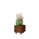 Cortenstaal plantenbak - Vierkant - 40 x 40 x 30 cm - Met bodemplaat - Met wielen