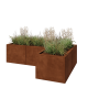 Cortenstaal plantenbak - L-vorm - 150 x 100 x 40 cm - Met bodemplaat