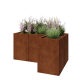 Cortenstaal plantenbak - L-vorm - 120 x 80 x 60 cm - Met bodemplaat