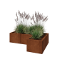 Cortenstaal plantenbak - L-vorm - 120 x 80 x 30 cm - Met bodemplaat