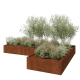 Cortenstaal plantenbak - L-vorm - 360 x 240 x 40 cm - Met bodemplaat
