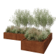 Cortenstaal plantenbak - L-vorm - 300 x 200 x 40 cm - Met bodemplaat