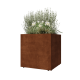 Cortenstaal plantenbak - Vierkant - 80 x 80 x 80 cm - Met bodemplaat - Met poten