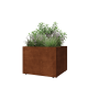 Cortenstaal plantenbak - Vierkant - 80 x 80 x 60 cm - Met bodemplaat - Met poten