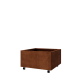 Cortenstaal plantenbak - Vierkant - 80 x 80 x 40 cm - Met bodemplaat - Met wielen