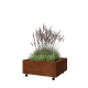 Cortenstaal plantenbak - Vierkant - 80 x 80 x 30 cm - Met bodemplaat - Met wielen