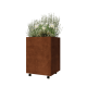 Cortenstaal plantenbak - Vierkant - 60 x 60 x 80 cm - Met bodemplaat - Met wielen
