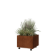 Cortenstaal plantenbak - Vierkant - 60 x 60 x 40 cm - Met bodemplaat - Met wielen