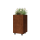 Cortenstaal plantenbak - Vierkant - 50 x 50 x 80 cm - Met bodemplaat - Met wielen