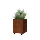Cortenstaal plantenbak - Vierkant - 50 x 50 x 60 cm - Met bodemplaat - Met wielen