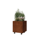 Cortenstaal plantenbak - Vierkant - 50 x 50 x 50 cm - Met bodemplaat - Met wielen