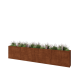 Cortenstaal plantenbak XXL - Rechthoek - 400 x 30 x 80 cm - Met bodemplaat