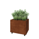 Cortenstaal plantenbak - Rechthoek - 80 x 60 x 60 cm - Met bodemplaat - Met wielen