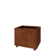Cortenstaal plantenbak - Rechthoek - 80 x 60 x 60 cm - Met bodemplaat - Met wielen