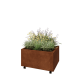 Cortenstaal plantenbak - Rechthoek - 80 x 60 x 40 cm - Met bodemplaat - Met wielen