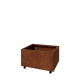 Cortenstaal plantenbak - Rechthoek - 80 x 60 x 40 cm - Met bodemplaat - Met wielen