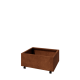 Cortenstaal plantenbak - Rechthoek - 80 x 60 x 30 cm - Met bodemplaat - Met wielen