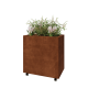 Cortenstaal plantenbak - Rechthoek - 80 x 50 x 80 cm - Met bodemplaat - Met wielen