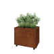 Cortenstaal plantenbak - Rechthoek - 80 x 50 x 60 cm - Met bodemplaat - Met wielen
