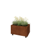 Cortenstaal plantenbak - Rechthoek - 80 x 50 x 40 cm - Met bodemplaat - Met wielen