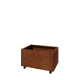 Cortenstaal plantenbak - Rechthoek - 80 x 50 x 40 cm - Met bodemplaat - Met wielen
