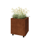 Cortenstaal plantenbak - Rechthoek - 60 x 50 x 60 cm - Met bodemplaat - Met wielen