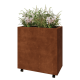 Cortenstaal plantenbak - Rechthoek - 80 x 40 x 80 cm - Met bodemplaat - Met wielen
