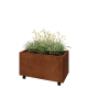 Cortenstaal plantenbak - Rechthoek - 80 x 40 x 40 cm - Met bodemplaat - Met wielen