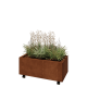 Cortenstaal plantenbak - Rechthoek - 80 x 40 x 30 cm - Met bodemplaat - Met wielen
