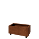 Cortenstaal plantenbak - Rechthoek - 80 x 40 x 30 cm - Met bodemplaat - Met wielen