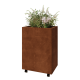 Cortenstaal plantenbak - Rechthoek - 60 x 40 x 80 cm - Met bodemplaat - Met wielen