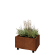 Cortenstaal plantenbak - Rechthoek - 60 x 40 x 30 cm - Met bodemplaat - Met wielen