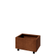 Cortenstaal plantenbak - Rechthoek - 60 x 40 x 30 cm - Met bodemplaat - Met wielen