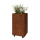 Cortenstaal plantenbak - Rechthoek - 50 x 40 x 80 cm - Met bodemplaat - Met wielen