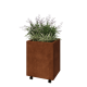 Cortenstaal plantenbak - Rechthoek - 50 x 40 x 60 cm - Met bodemplaat - Met wielen